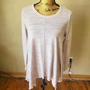 Kori America Light Pink Long Sleeve Scoop Neck Pullover Tunic Top Size S…